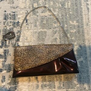 Beijo Chocolate Clutch with Leopard print